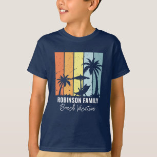 Coola Retro Beach Vacation Navy Blue Kids T Shirt
