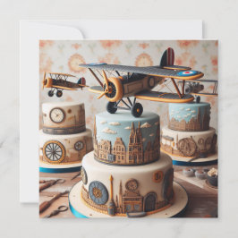 COOLA RETRO BIPLANE BIRTHDAY CAKE KORT