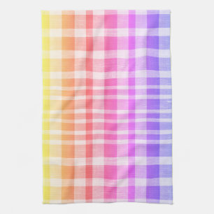 Coola Retro Blue Gult Rosa Texturerad plagd Mönste Kökshandduk