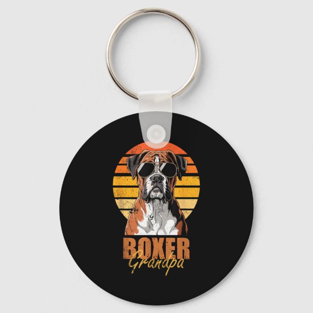 Coola Retro Boxarfarfar Roliga Vintage Hundälskare Nyckelring (Framsida)