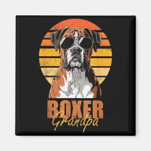 Coola Retro Boxer Farfar Roliga Vintage Hundälskar Magnet