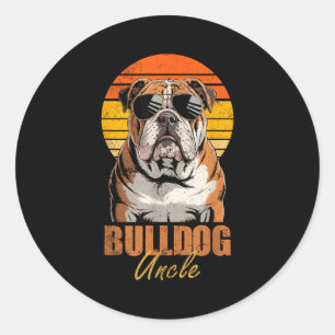 Coola Retro Bulldog Onkel Roliga Vintage Hundälska Runt Klistermärke