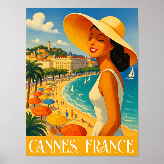 Coola Retro Cannes Fransk Riviera Poster (Framsidan)