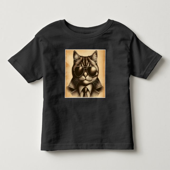 Coola Retro Cat i Aviator Sunglass, Sepia Unisex T Shirt (Framsida)