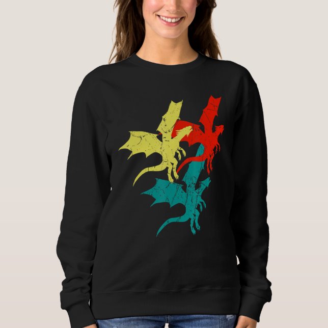 Coola Retro Dragon Flame Spewing Flygande Mythical T Shirt (Framsida)