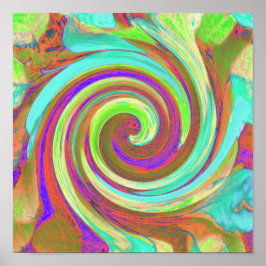 Coola Retro Färg Vätskerappning för hösthösten Poster