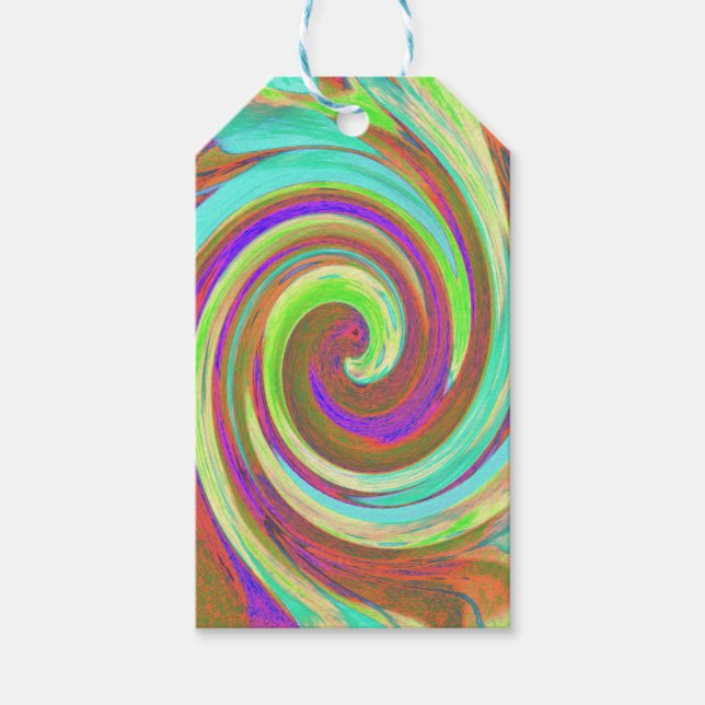 Coola Retro Färg Vätskerappning för hösthösten Presentetikett (Framsidan)