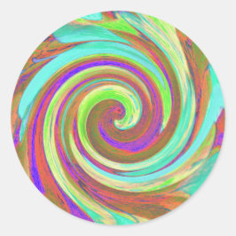 Coola Retro Färg Vätskerappning för hösthösten Runt Klistermärke