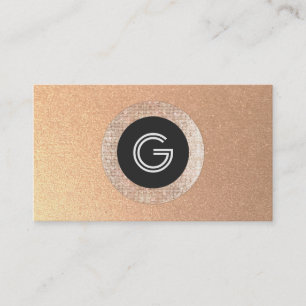 Coola Retro FAUX Ro Guld Sequin Monogram Visitkort