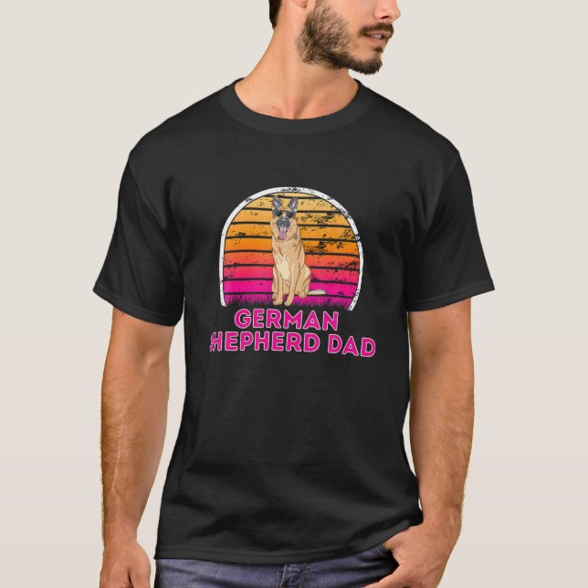 Coola Retro German Shepherd Pappa - Hund älskare F T Shirt (Framsida)