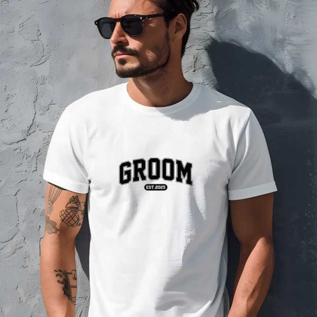 Coola Retro Groom 2025 Skriv ut Manar T Shirt (Cool Retro Groom 2025 Print Men T-Shirt)