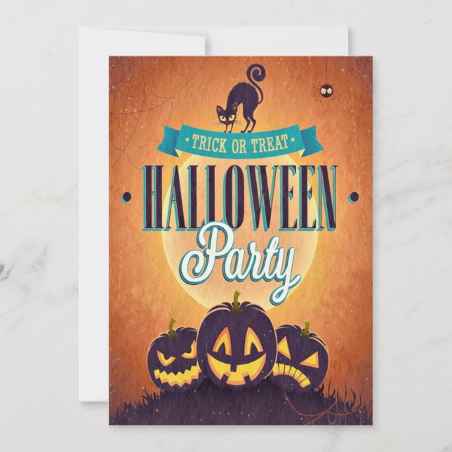 Coola Retro Halloween Roligt Grunge Party-inbjudan Inbjudningar (Framsida)