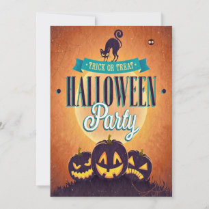 Coola Retro Halloween Roligt Grunge Party-inbjudan Inbjudningar