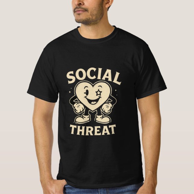 coola retro hjärtformade herr t-shirt (Framsida)