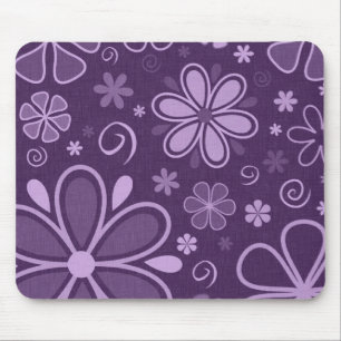 Coola Retro Lila blommor Musmatta