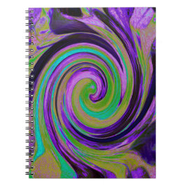 Coola Retro Lila och Chartreuse Liquid Art Swirl Anteckningsbok