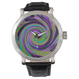 Coola Retro Lila och Chartreuse Liquid Art Swirl Armbandsur