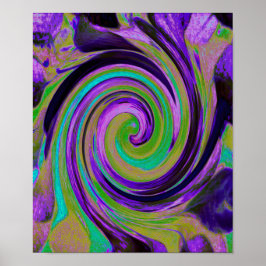 Coola Retro Lila och Chartreuse Liquid Art Swirl Poster