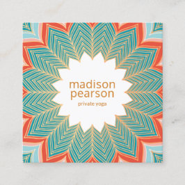 Coola Retro Lotus Mandala Flower Yoga Teacher Fyrkantigt Visitkort