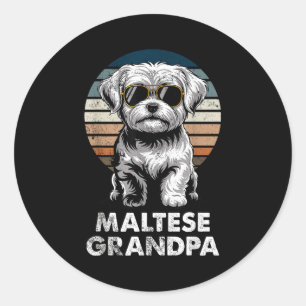 Coola Retro Maltesiska Farfar Roliga Vintage Hundä Runt Klistermärke