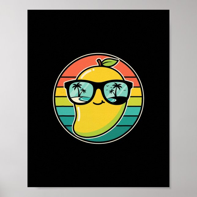 Coola Retro Mango Frukt Kostym Solglasögon Tropisk Poster (Framsidan)