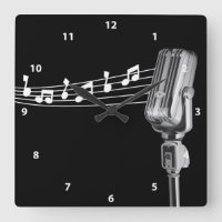 Coola Retro Microphone & Musik noter Clock