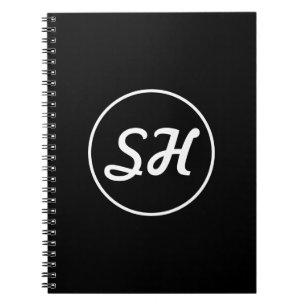 Coola Retro-Modern Stil Monogram Svartvitt Anteckningsbok