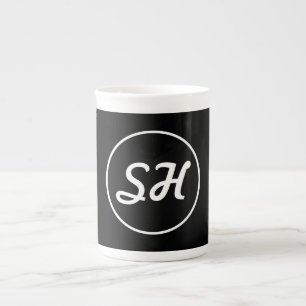 Coola Retro-Modern Stil Monogram Svartvitt Benporslin Mugg