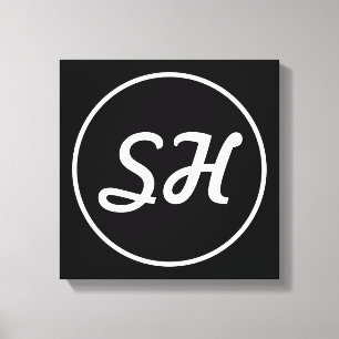 Coola Retro-Modern Stil Monogram Svartvitt Canvastryck