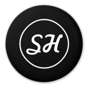 Coola Retro-Modern Stil Monogram   Svartvitt Knopp