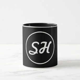Coola Retro-Modern Stil Monogram Svartvitt Mugg