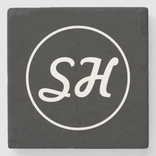 Coola Retro-Modern Stil Monogram Svartvitt Stenunderlägg