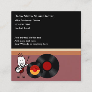 Coola Retro Music Vinyl-Affärskort Fyrkantigt Visitkort