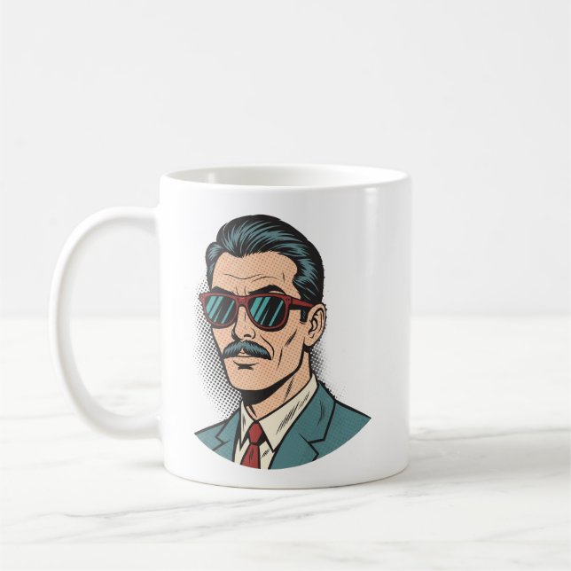 Coola Retro Mustache Man Mugg (Vänster)