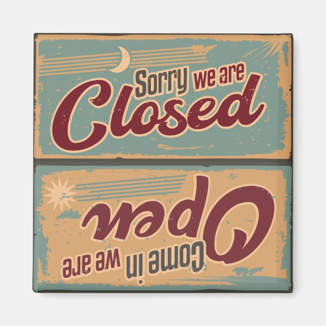 Coola Retro öppen-stängd Magnet (Framsidan)