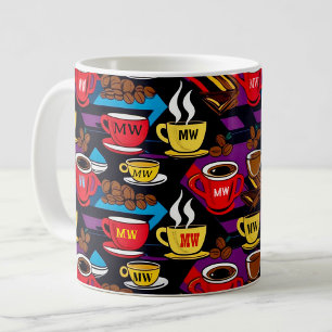 Coola retro-popup stil med anpassningsbar initiale kaffemugg