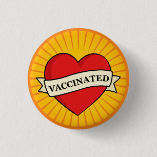 Coola Retro Roligt Red Heart med banderoll vaccine Knapp