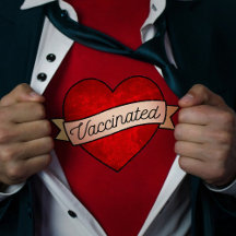 Coola Retro Roligt Red Heart med banderoll vaccine