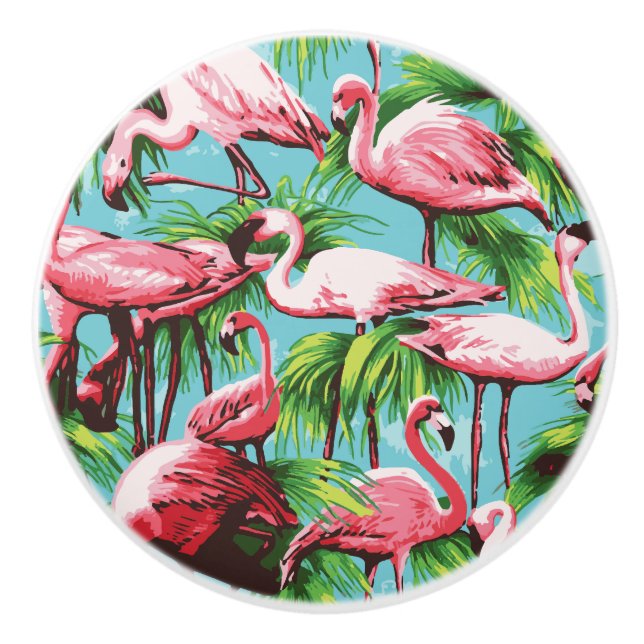 Coola Retro Rosa Flamingos Knopp (Framsidan)