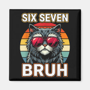 Coola Retro Sex Sju Bruh Katt Solglasögon Meme 67 Magnet