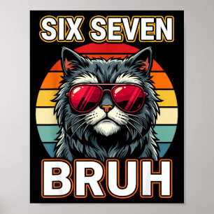 Coola Retro Sex Sju Bruh Katt Solglasögon Meme 67 Poster
