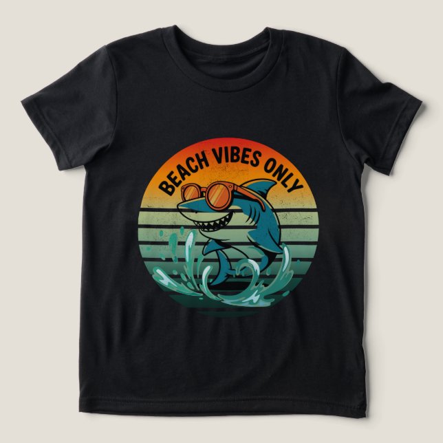 Coola Retro Shark with Sunglasses - Beach Vibes En T Shirt (Design Framsida)