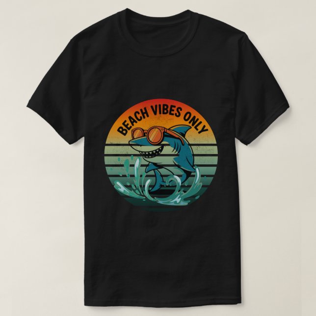 Coola Retro Shark with Sunglasses - Beach Vibes En T Shirt (Design framsida)