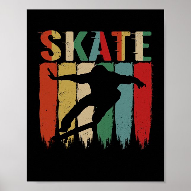 Coola Retro Skateboarder Skateboard Skateboard Ska Poster (Framsidan)