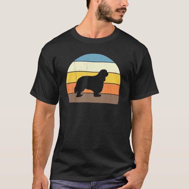 Coola Retro Solnedgång Cavalier King Charles Spani T Shirt (Framsida)