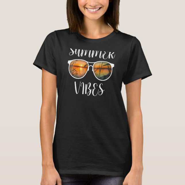 Coola Retro Summer Vibes Sunglasses Vacation Beach T Shirt (Framsida)