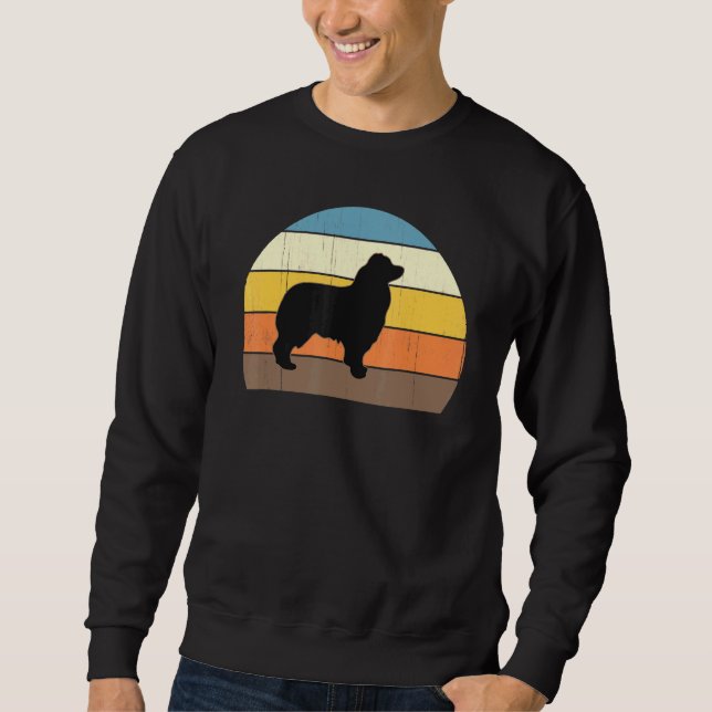 Coola Retro Sunset Australian shepherd - Underbar  Lång Ärmad Tröja (Framsida)