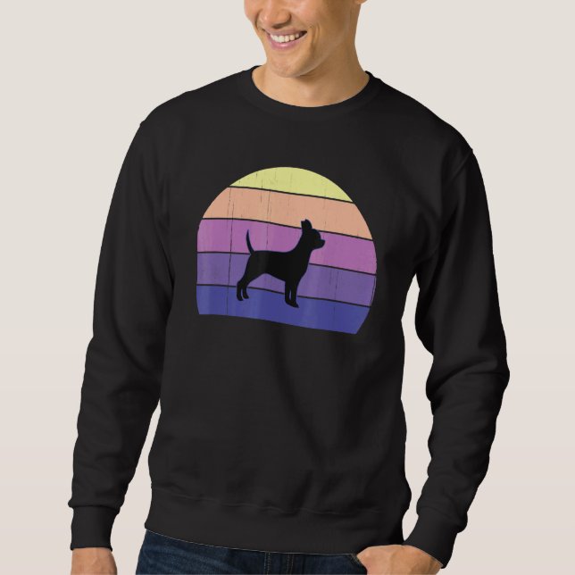 Coola Retro Sunset Chihuahuas Underbar Chihuahua O Lång Ärmad Tröja (Framsida)