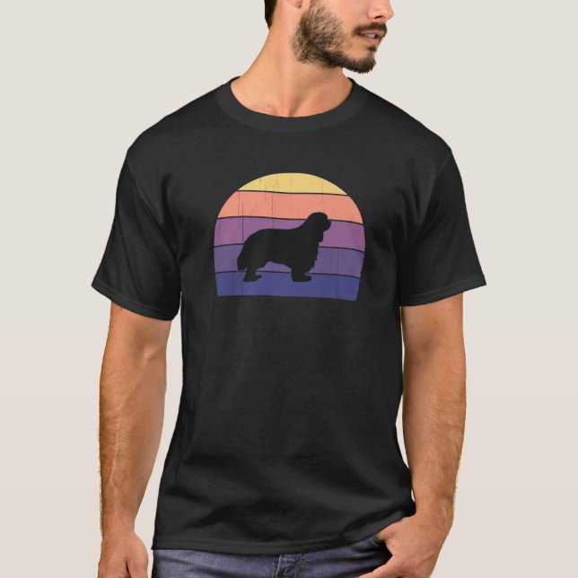 Coola Retro Sunset: Roligt Cavalier Kung Charles S T Shirt (Framsida)