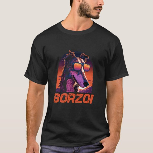 Coola Retro Sunset Sunglasses Borzoi T Shirt (Framsida)